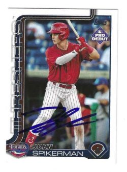 Autographed JOHN SPIKERMAN Clearwater Threshers 2025 Topps Pro Debut Card