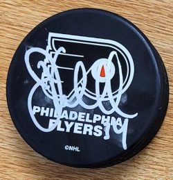 Autographed JOHN VANBIESBROUCK Philadelphia Flyers Hockey Puck