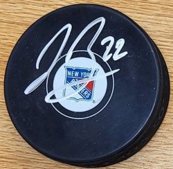 Autographed JONNY BRODZINSKI New York Rangers Hockey Puck