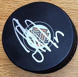 Autographed JEFF REESE Philadelphia Flyers 50th Anniversary Hockey Puck