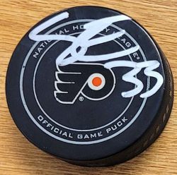 Autographed SAMUEL ERSSON Philadelphia Flyers Game Hockey Puck
