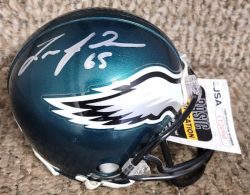 Autographed LANE JOHNSON Philadelphia Eagles mini helmet w/ JSA COA