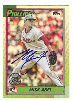 Autographed MICK ABEL Philadelphia Phillies 2025 Topps Update 1990 35th Anniversary Card