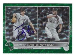 Autographed TANNER BANKS CHICAGO WHITE SOX 2022 Topps Green Foil Card #US146