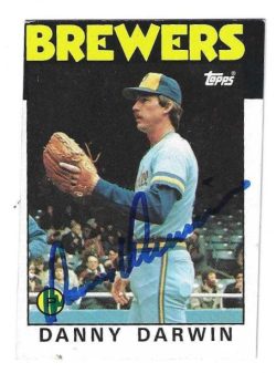 Autographed DANNY DARWIN Milwaukee Brewers 1986 Topps Card