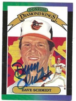 Autographed DAVE SCHMIDT Baltimore Orioles 1989 Donruss Diamond Kings card #13