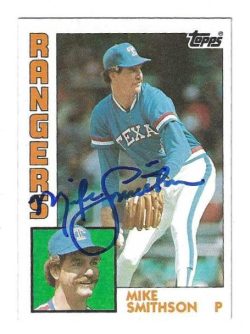 Autographed MIKE SMITHSON Texas Rangers 1984 Topps Card