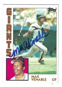 Autographed MAX VENABLE San Francisco Giants 1984 Topps Card