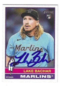 Autographed LAKE BACHAR Miami Marlins 2025 Topps Heritage Card #254