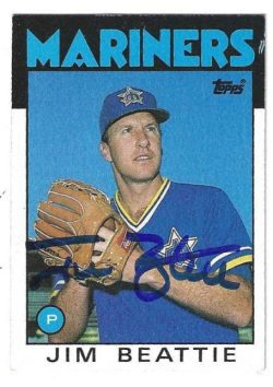 Autographed JIM BEATTIE Seattle Mariners 1986 Topps Card