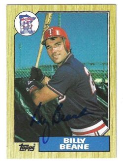 Autographed BILLY BEANE Minnesota Twins 1987 Topps Card