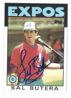 Autographed SAL BUTERA Montreal Expos 1986 Topps Card