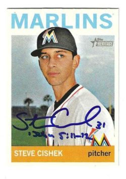Autographed STEVE CISHEK Miami Marlins 2013 Topps Heritage Card