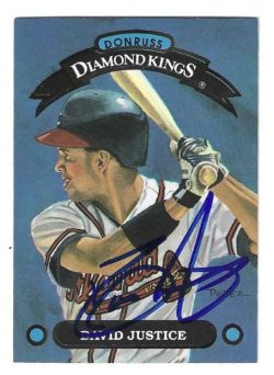 Autographed DAVID JUSTICE Atlanta Braves 1992 Donruss Diamond King Card