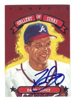 Autographed DAVID JUSTICE Atlanta Braves 1992 Donruss Triple Play Gallery of Stars Card