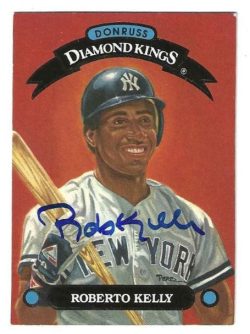 Autographed ROBERTO KELLY New York Yankees 1992 Donruss Diamond King Card