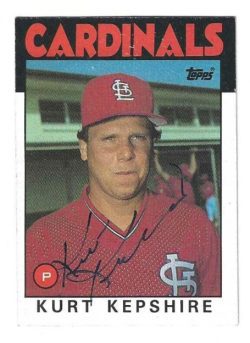 Autographed KURT KEPSHIRE St. Louis Cardinals 1986 Topps Card