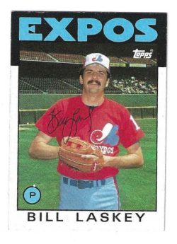 Autographed BILL LASKEY Montreal Expos 1986 Topps Card