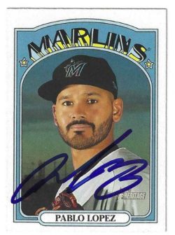 Autographed PABLO LOPEZ Miami Marlins 2021 Topps Heritage Card #385