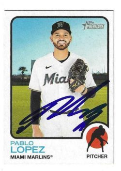 Autographed PABLO LOPEZ Miami Marlins 2022 Topps Heritage Card #467