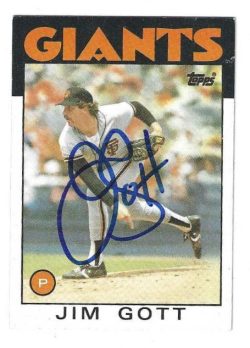 Autographed JIM GOTT San Francisco Giants 1986 Topps Card