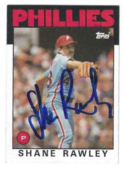 Autographed SHANE RAWLEY Philadelphia Phillies 1986 Topps Card