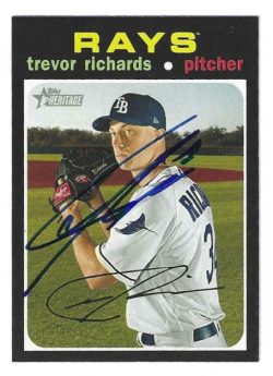 Autographed TREVOR RICHARDS Tampa Bay Rays 2020 Topps Heritage Card