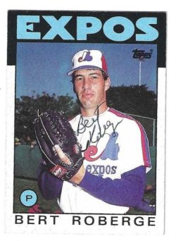 Autographed BERT ROBERGE Montreal Expos 1986 Topps Card