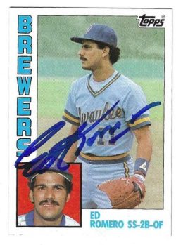 Autographed ED ROMERO Milwaukee Brewers 1984 Topps Card