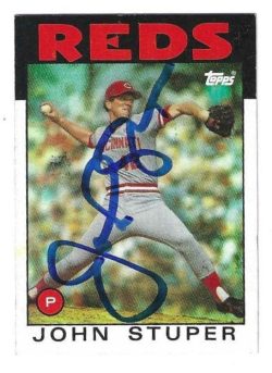 Autographed JOHN STUPER Cincinnati Reds 1986 Topps Card #497