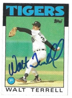 Autographed WALT TERRELL Detroit Tigers 1986 Topps Card