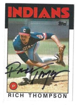 Autographed RICH THOMPSON Cleveland Indians 1986 Topps Card