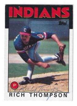 Autographed RICH THOMPSON Cleveland Indians 1986 Topps Card
