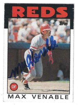 Autographed MAX VENABLE Cincinnati Reds 1986 Topps Card