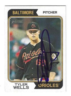 Autographed TYLER WELLS Baltimore Orioles 2023 Topps Heritage Card