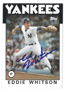 Autographed ED WHITSON New York Yankees 1986 Topps Card