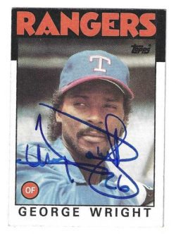 Autographed GEORGE WRIGHT Texas Rangers 1986 Topps Card