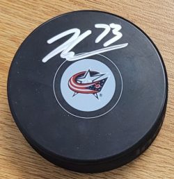 Autographed JET GREAVES Columbus Blue Jackets Hockey Puck