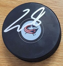 Autographed ZACH WERENSKI Columbus Blue Jackets Hockey Puck