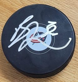 Autographed BOONE JENNER Columbus Blue Jackets Hockey Puck