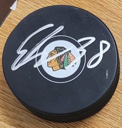 Autographed ETHAN DEL MASTRO Chicago Blackhawks Hockey Puck