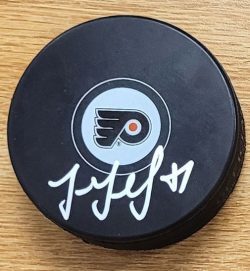 Autographed LUKE GLENDENING Philadelphia Flyers Hockey Puck