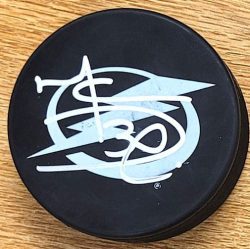 Autographed MARC DENIS Tampa Bay Lightning Hockey Puck
