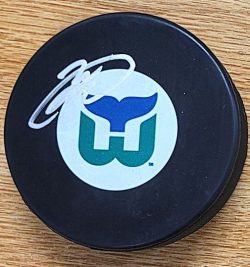 AUTOGRAPHED SEBASTIAN AHO Hartford Whalers Hockey Puck