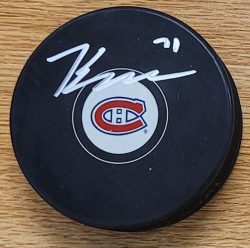 Autographed JAKE EVANS Montreal Canadiens Hockey Puck
