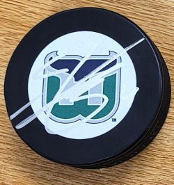 AUTOGRAPHED SHAYNE GOSTISBEHERE Hartford Whalers Hockey Puck