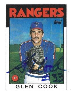 Autographed GLEN COOK Texas Rangers 1986 Topps Card