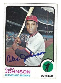 Autographed ALEX JOHNSON Cleveland Indians 1973 Topps Card
