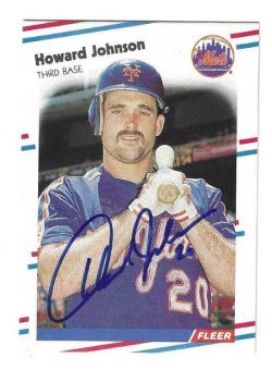 Autographed Howard Johnson New York Mets 1988 Fleer card #138