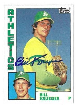 Autographed BILL KRUEGER Oakland A's 1984 Topps Card